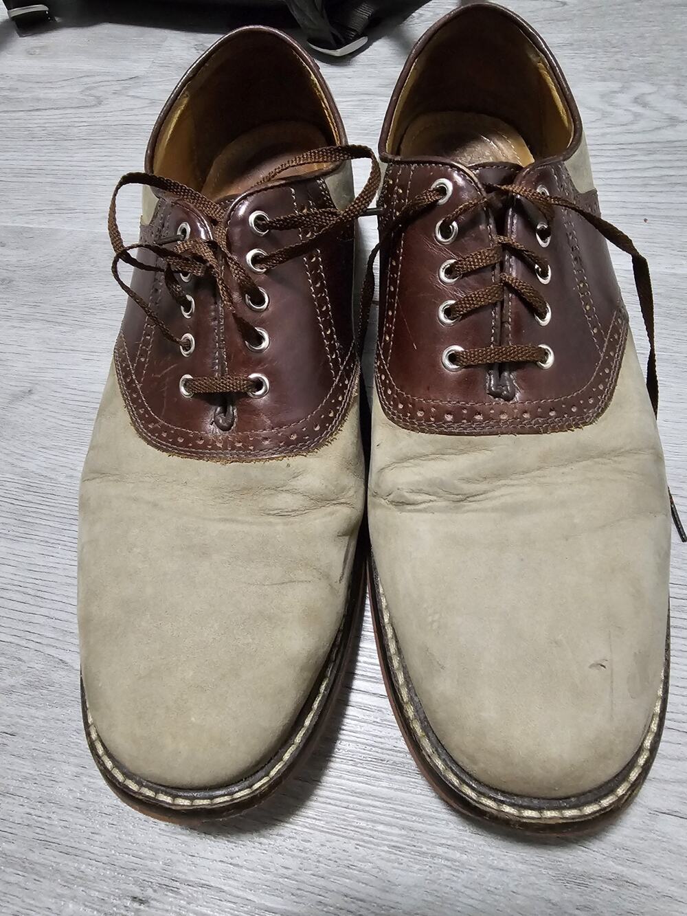 Johnston & Murphy Men’s Oxford Shoes Cream & Brown Leather Sz. 10M